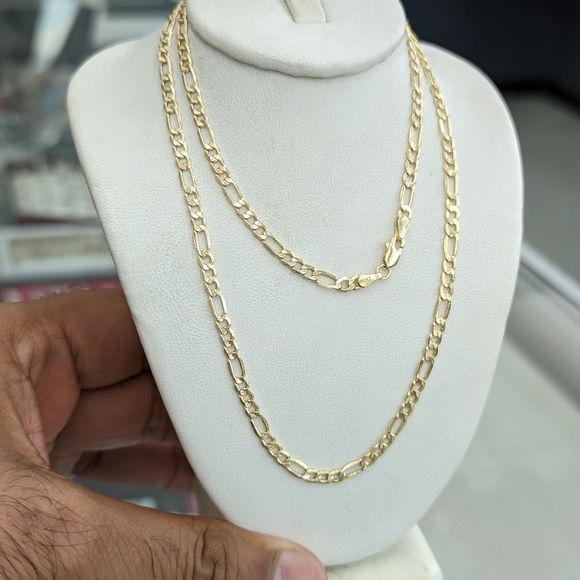 10kt Real Gold Figaro Chain 3.4mm 22 inch